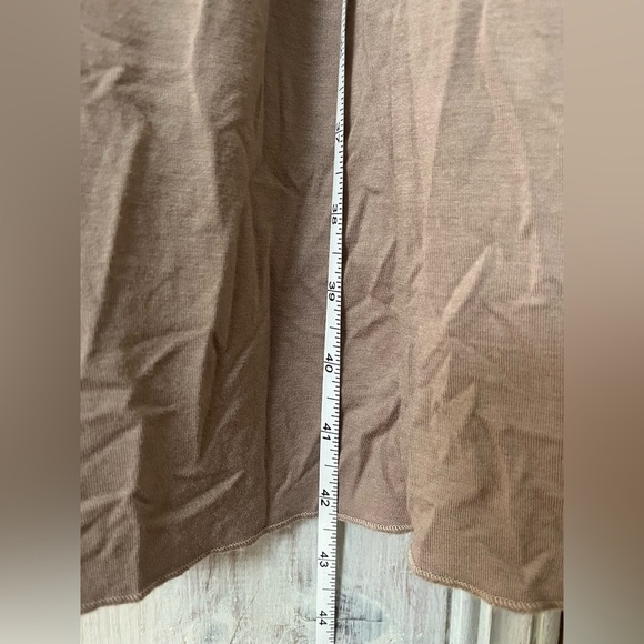 VTG Y2K BCBG taupe V-neck tie twist ruched stretch midi dress sz L boho beach - Picture 7 of 7